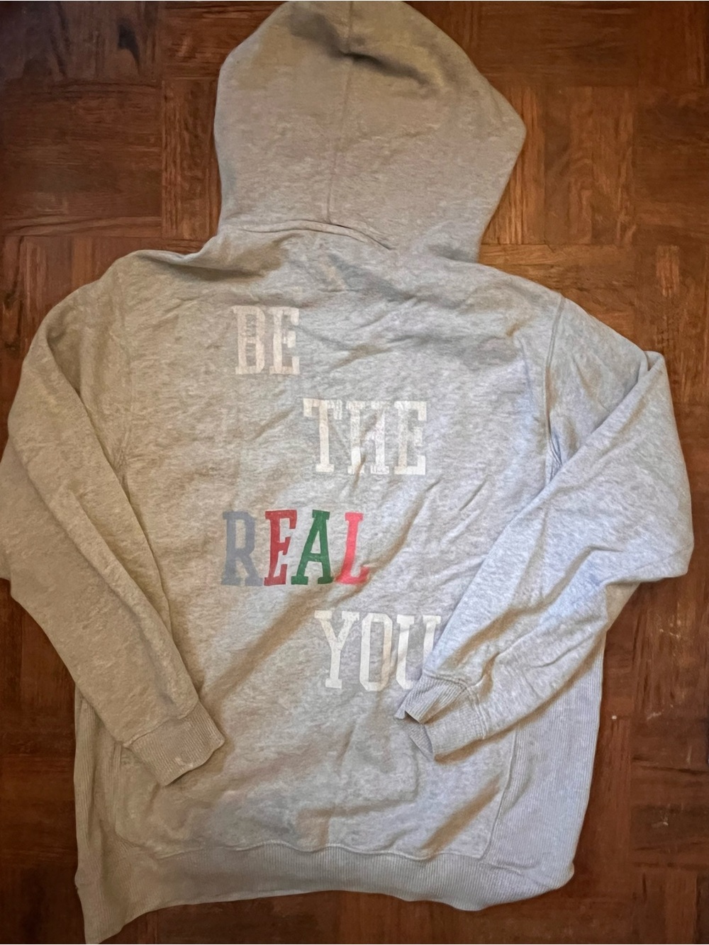 Aerie Hoodie Light Gray ‘Be The Real You' Graphic